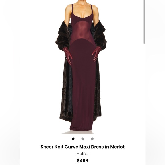 HELSA Sheer Knit Curve Maxi Dress in Merlot - Picture 2 of 6